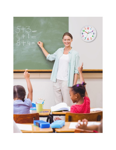 Reloj de Pared Silencioso Lantoo 10 Pulgadas Colorido para Niños