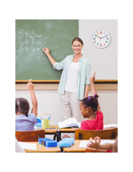 Reloj de Pared Silencioso Lantoo 10 Pulgadas Colorido para Niños