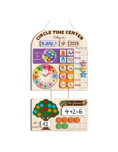 Calendario Interactivo de Madera Mondily para Niños 3-8 Años