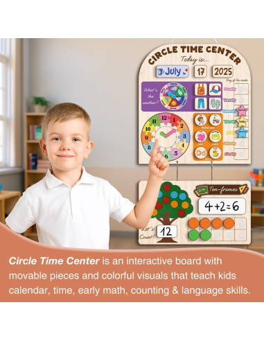 Calendario Interactivo de Madera Mondily para Niños 3-8 Años