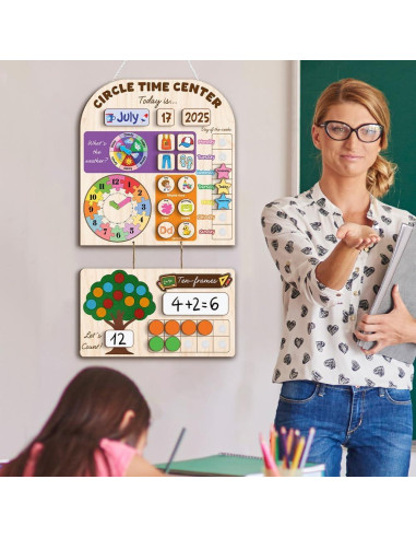 Calendario Interactivo de Madera Mondily para Niños 3-8 Años