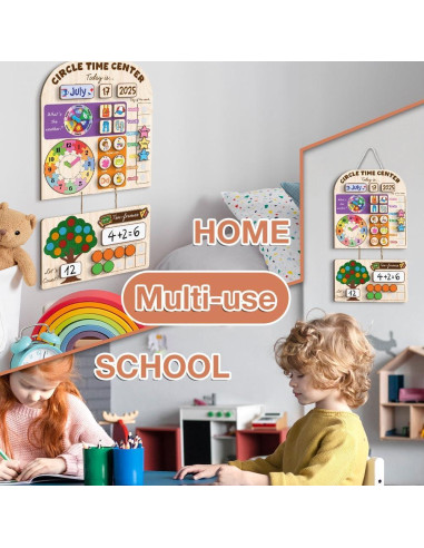 Calendario Interactivo de Madera Mondily para Niños 3-8 Años