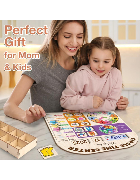 Calendario Interactivo de Madera Mondily para Niños 3-8 Años