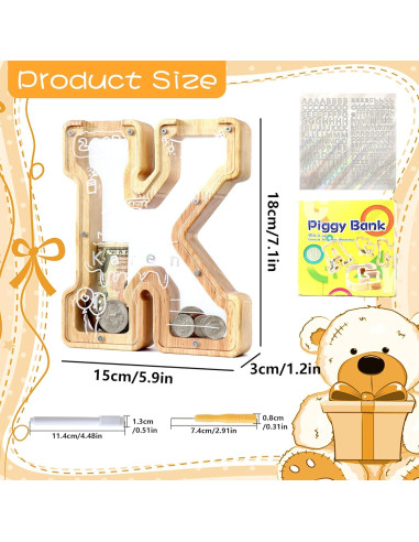 Banca de Cerdo de Letras Weallbuy para Niños Personalizada