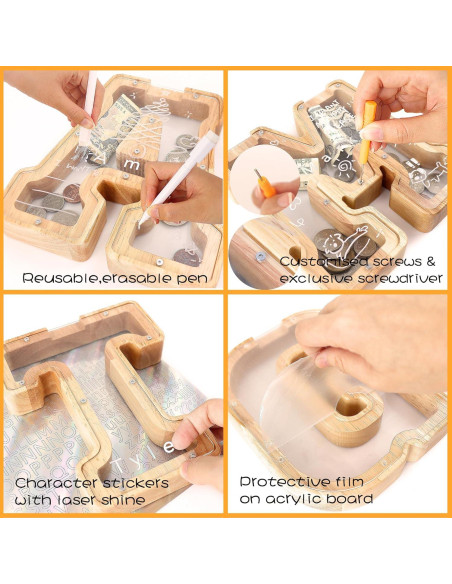 Banca de Cerdo de Letras Weallbuy para Niños Personalizada