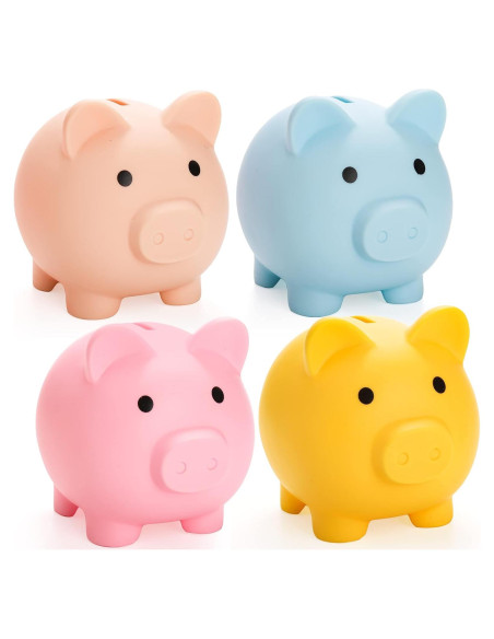 Alcancías de Plástico en Forma de Cerdo ZEAYEA - 4 Piezas