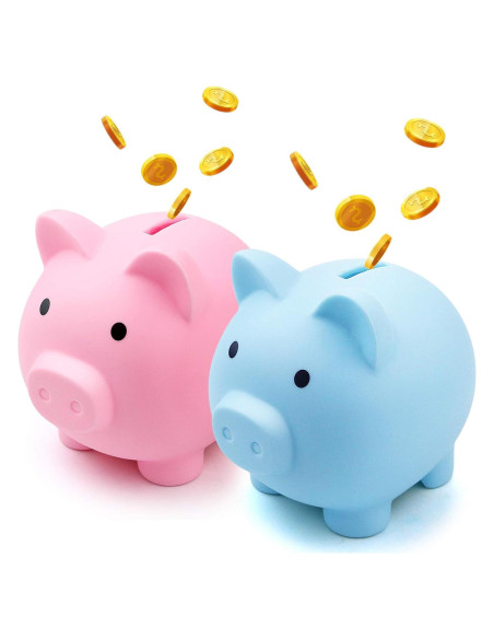 Alcancía de Cerdo Irrompible Fireboomoon - 2 Piezas Azul y Rosa