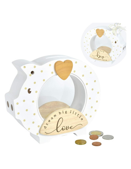 Alcancía de Madera Sólida I'M con Vientre Transparente