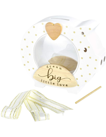 Alcancía de Madera Sólida I'M con Vientre Transparente