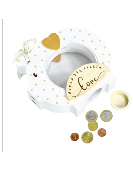 Alcancía de Madera Sólida I'M con Vientre Transparente