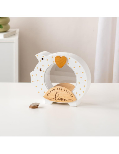 Alcancía de Madera Sólida I'M con Vientre Transparente