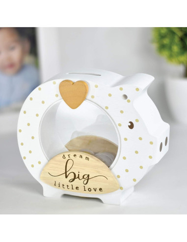 Alcancía de Madera Sólida I'M con Vientre Transparente