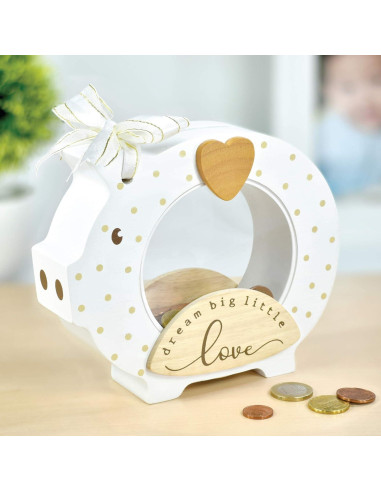 Alcancía de Madera Sólida I'M con Vientre Transparente