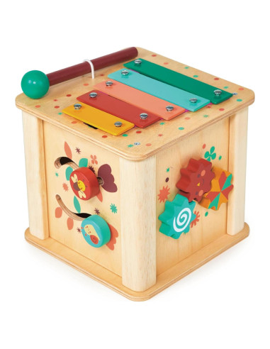 Cubo de Actividades Montessori Mentari - Madera 6-en-1 - 14x14x15.5cm