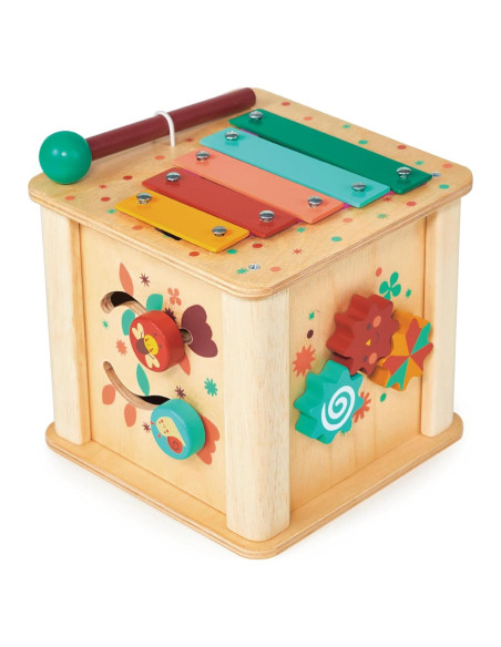 Cubo de Actividades Montessori Mentari - Madera 6-en-1 - 14x14x15.5cm