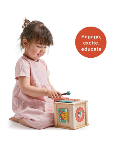 Cubo de Actividades Montessori Mentari - Madera 6-en-1 - 14x14x15.5cm