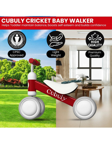 Bicicleta de Equilibrio CUBULY Roja para Niños 12-36 Meses