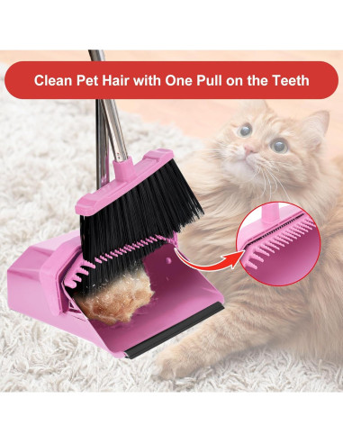 Juego de Escoba y Recogedor Tiumso Rosa 51" para Limpieza