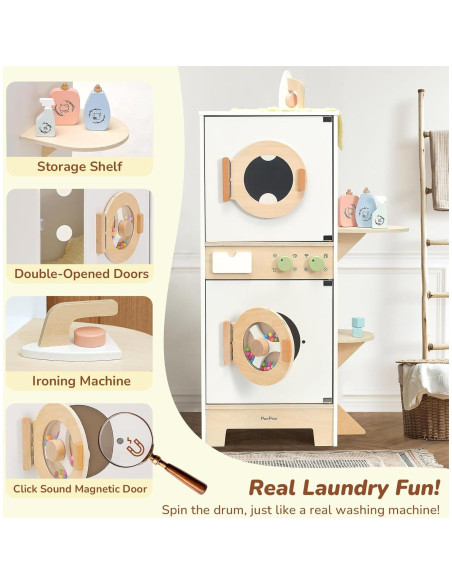 Juego de Lavadora y Secadora de Madera PairPear 10 Piezas