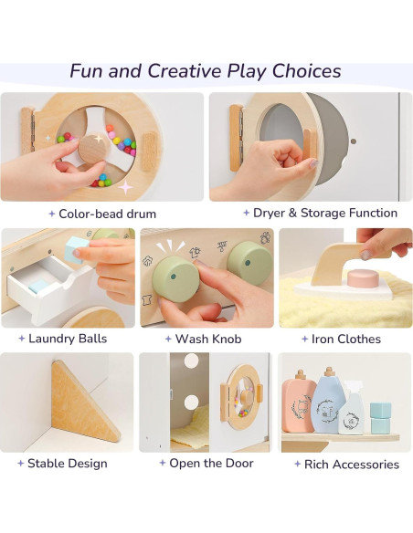 Juego de Lavadora y Secadora de Madera PairPear 10 Piezas