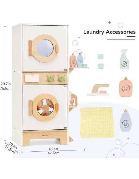 Juego de Lavadora y Secadora de Madera PairPear 10 Piezas