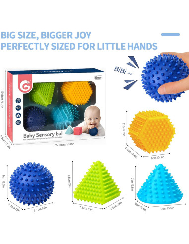 Juguetes Montessori ROHSCE - 6 Pelotas Sensoriales para Bebés