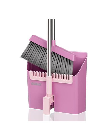 Escoba y Recogedor JOYMOOP Rosa 60 cm, Cerdas Suaves y Ángulo