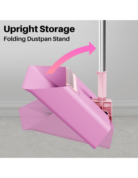 Escoba y Recogedor JOYMOOP Rosa 60 cm, Cerdas Suaves y Ángulo