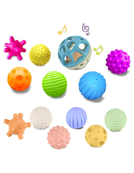 Juego Sensorial Montessori ROHSCE - 6 Pelotas y Sonajero
