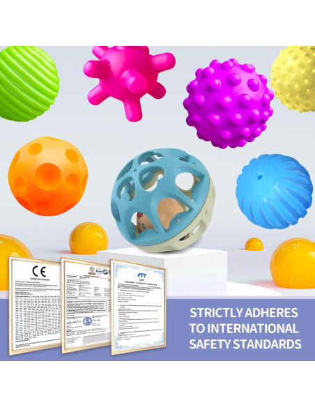 Juego Sensorial Montessori ROHSCE - 6 Pelotas y Sonajero