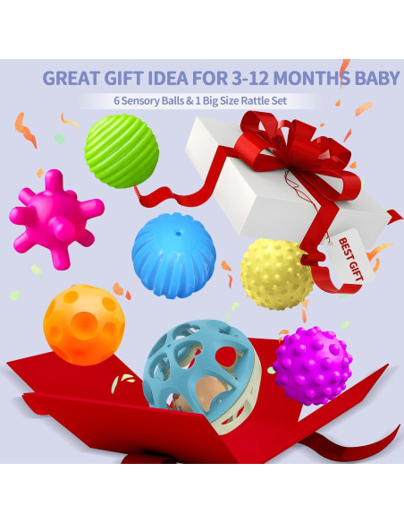 Juego Sensorial Montessori ROHSCE - 6 Pelotas y Sonajero