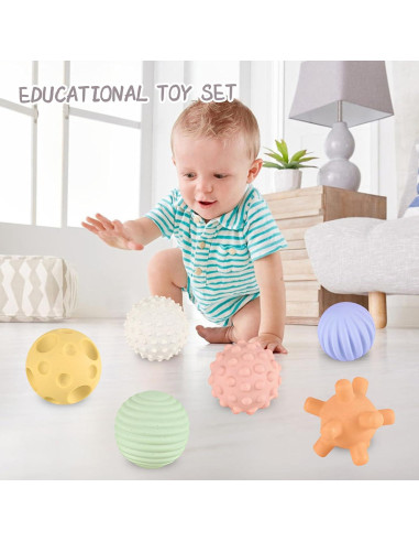 Juego Sensorial Montessori ROHSCE - 6 Pelotas y Sonajero