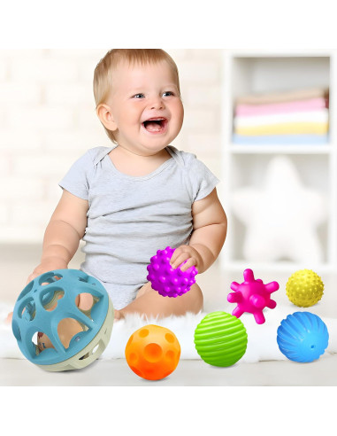 Juego Sensorial Montessori ROHSCE - 6 Pelotas y Sonajero