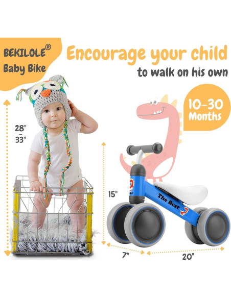 Bicicleta de Equilibrio BEKILOLE Azul para Niños 1-3 Años