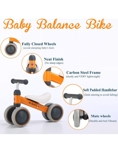 Bicicleta de Equilibrio BEKILOLE Azul para Niños 1-3 Años