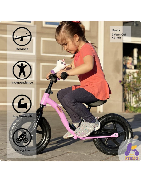 Bicicleta de Equilibrio KRIDDO para Niños 2 a 5 Años Púrpura
