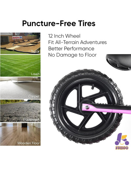 Bicicleta de Equilibrio KRIDDO para Niños 2 a 5 Años Púrpura