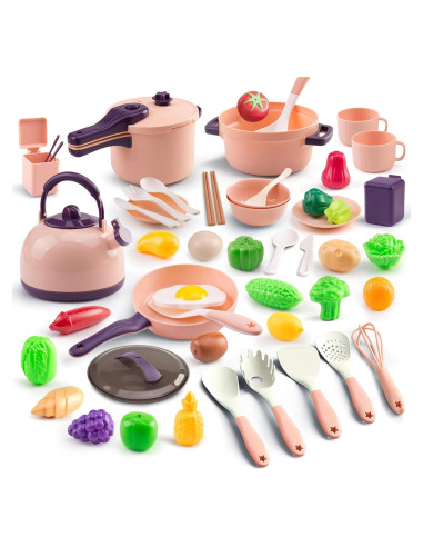 Juego de Cocina para Niños 56 Piezas Bruvoalon Rosa