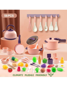 Juego de Cocina para Niños 56 Piezas Bruvoalon Rosa 2