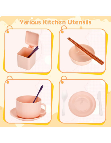 Juego de Cocina para Niños 56 Piezas Bruvoalon Rosa