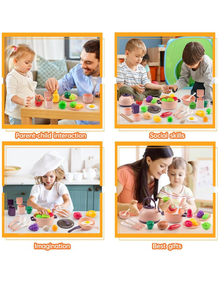 Juego de Cocina para Niños 56 Piezas Bruvoalon Rosa