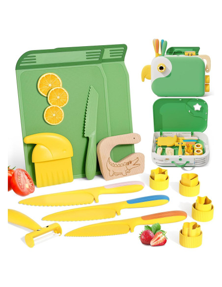 Set de Cuchillos Montessori para Niños - Verde, 14 Piezas