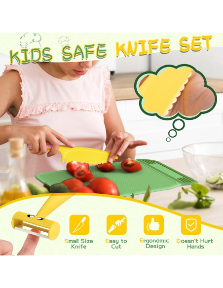 Set de Cuchillos Montessori para Niños - Verde, 14 Piezas