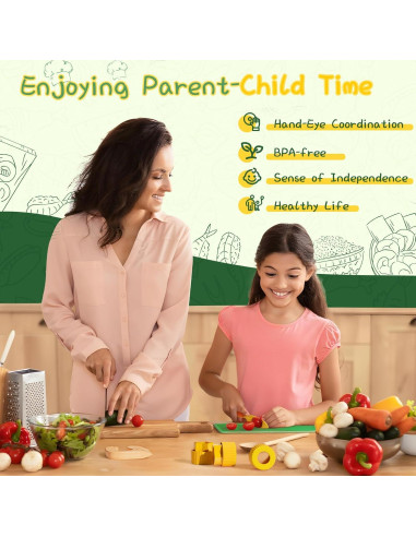 Set de Cuchillos Montessori para Niños - Verde, 14 Piezas