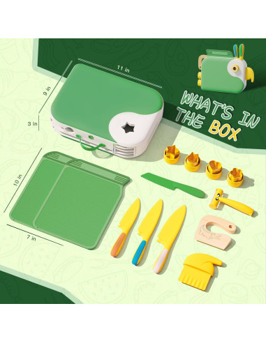 Set de Cuchillos Montessori para Niños - Verde, 14 Piezas
