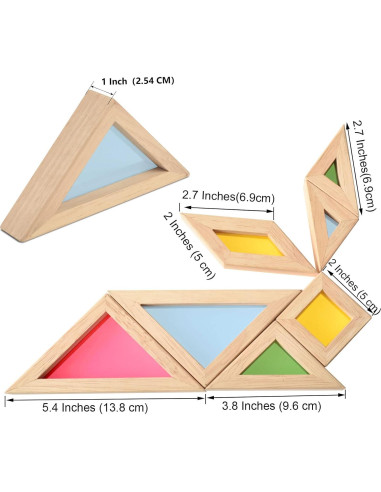 Tangram Translúcido BOHS para Mesa de Luz - 7 Piezas - 2.54 cm