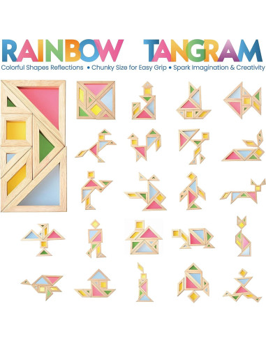 Tangram Translúcido BOHS para Mesa de Luz - 7 Piezas - 2.54 cm