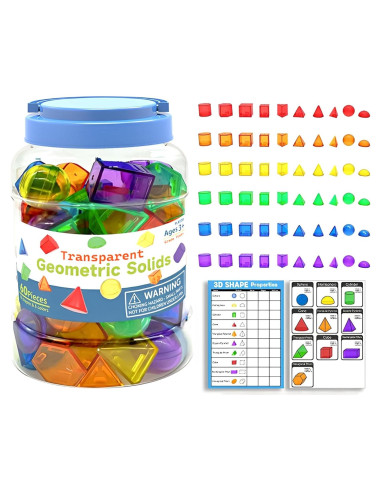 60 Piezas Formas 3D Geométricas Transparentes Yunhe