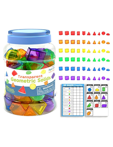 60 Piezas Formas 3D Geométricas Transparentes Yunhe