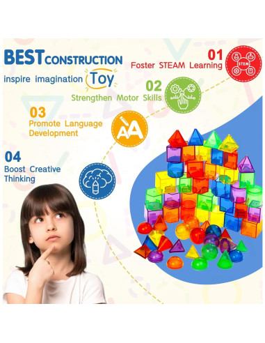 60 Piezas Formas 3D Geométricas Transparentes Yunhe